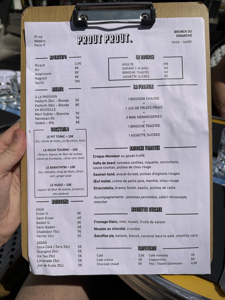 Prout Prout 17 menu 2