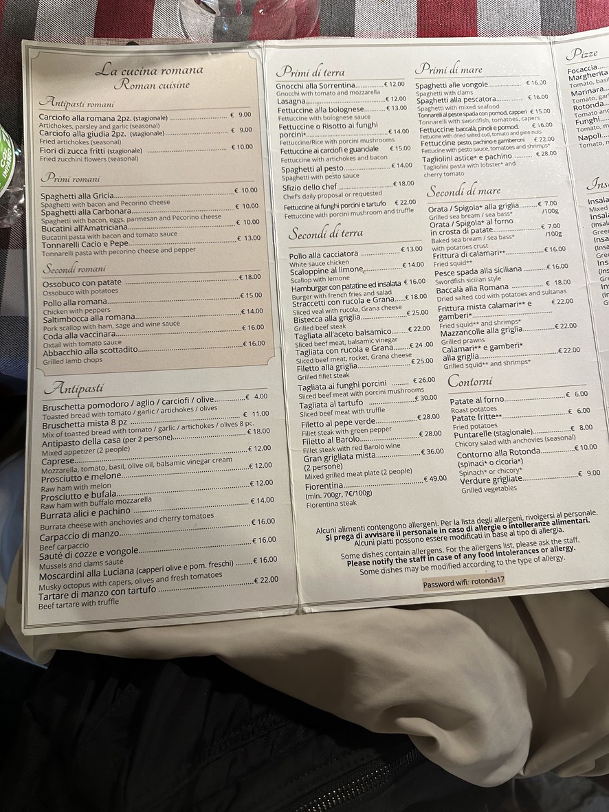 Rotonda Restaurant Trattoria menu 1