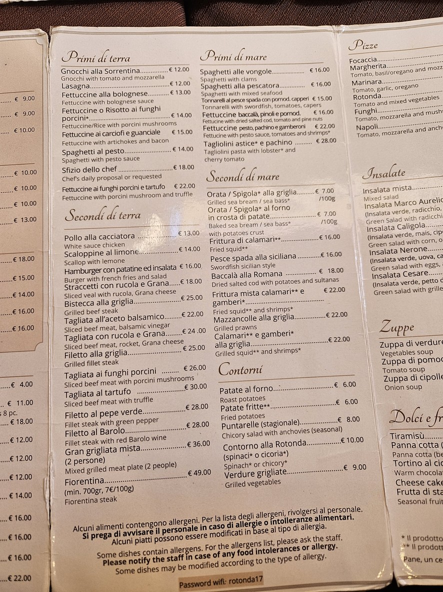 Rotonda Restaurant Trattoria menu 2
