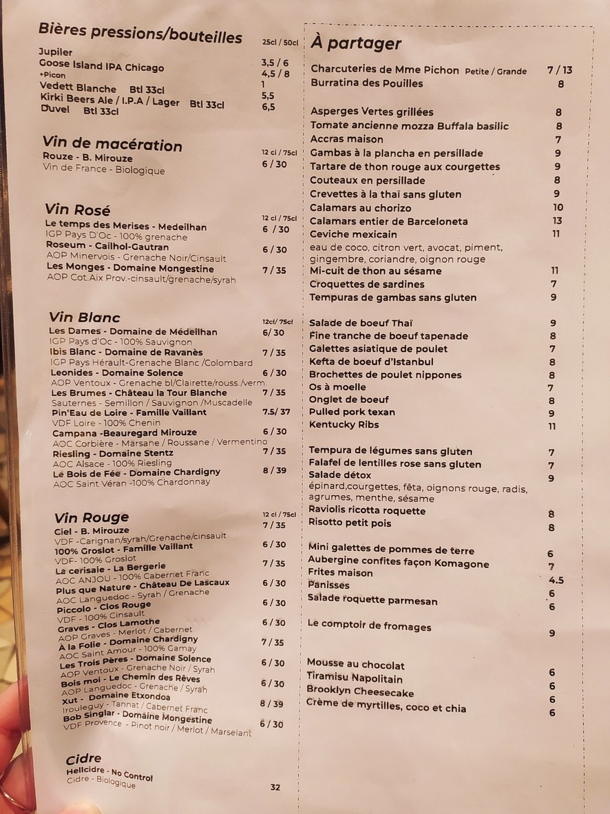 Le Chat Ivre menu 1