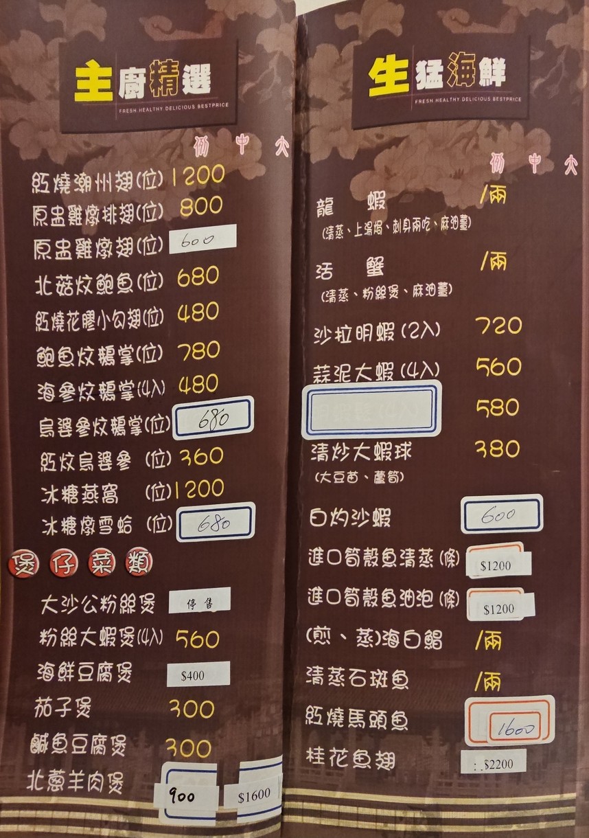 Xīn zuì hónglóu cài guǎn menu 2
