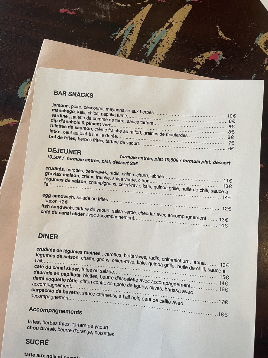 Café du Canal menu 2