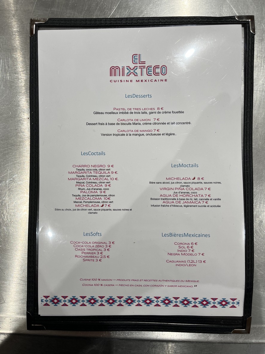 El Mixteco Cuisine Mexicaine menu 2
