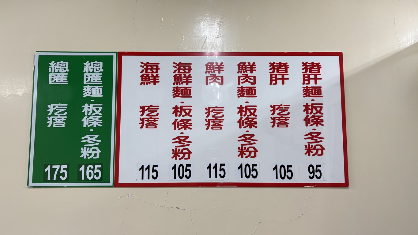 Fúqīng miàn gēda menu 1