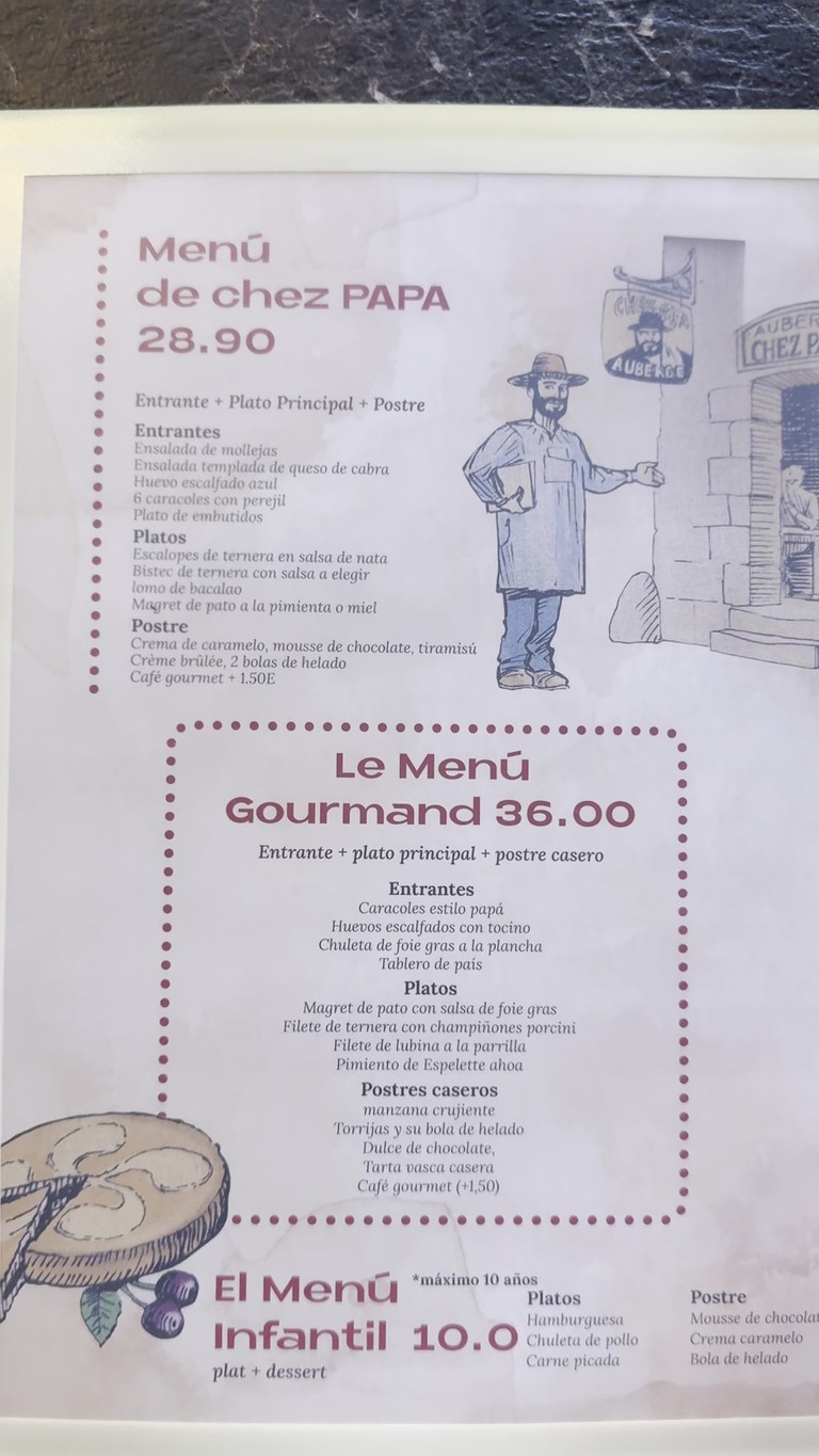 Chez Papa Montparnasse vavin menu 1