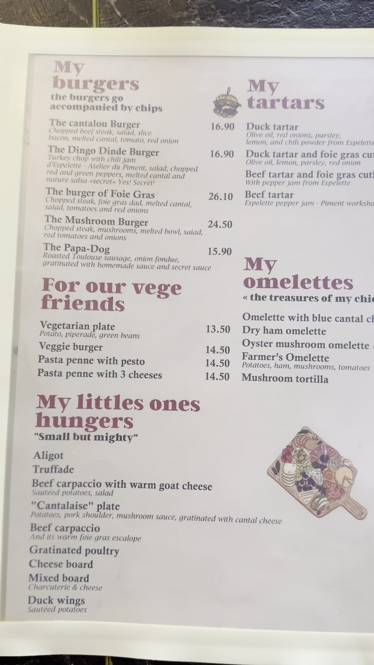 Chez Papa Montparnasse vavin menu 2