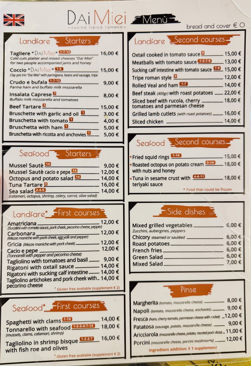 Ristorante Dai Miei menu 1