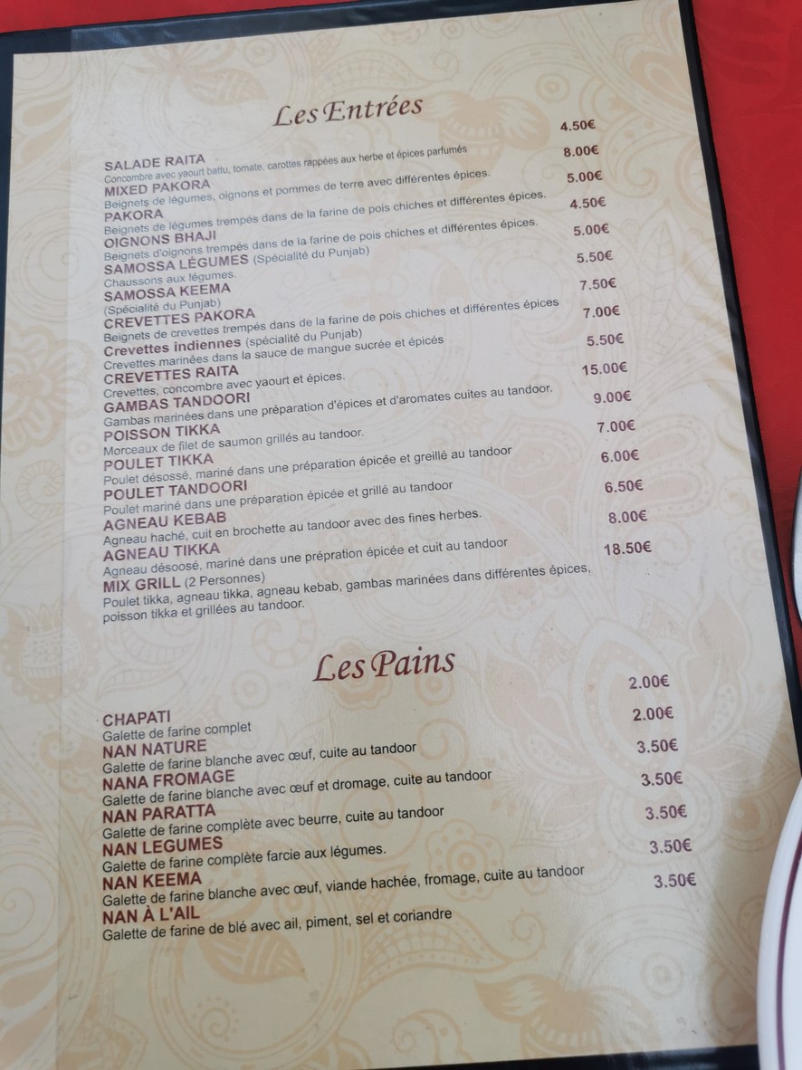 BOMBAY CURRY menu 1