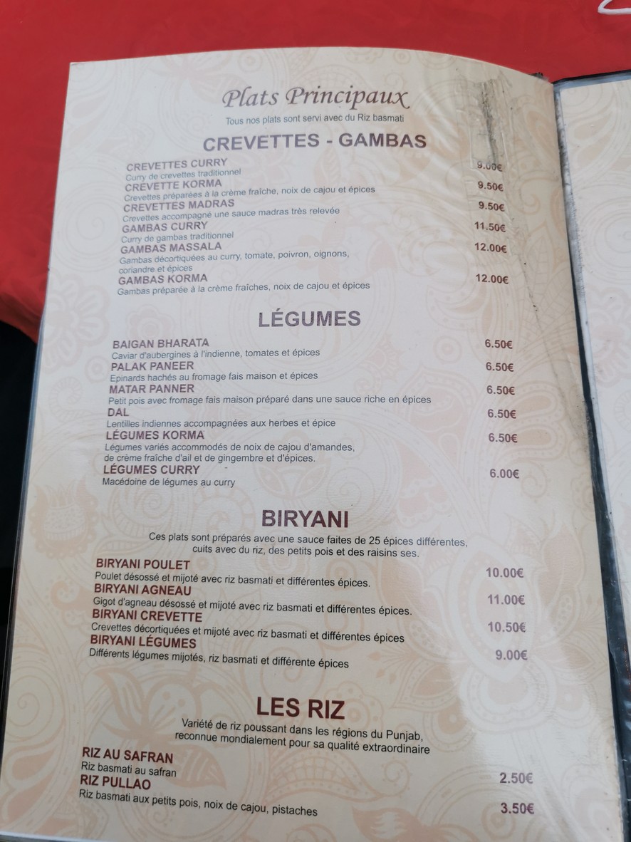 BOMBAY CURRY menu 3