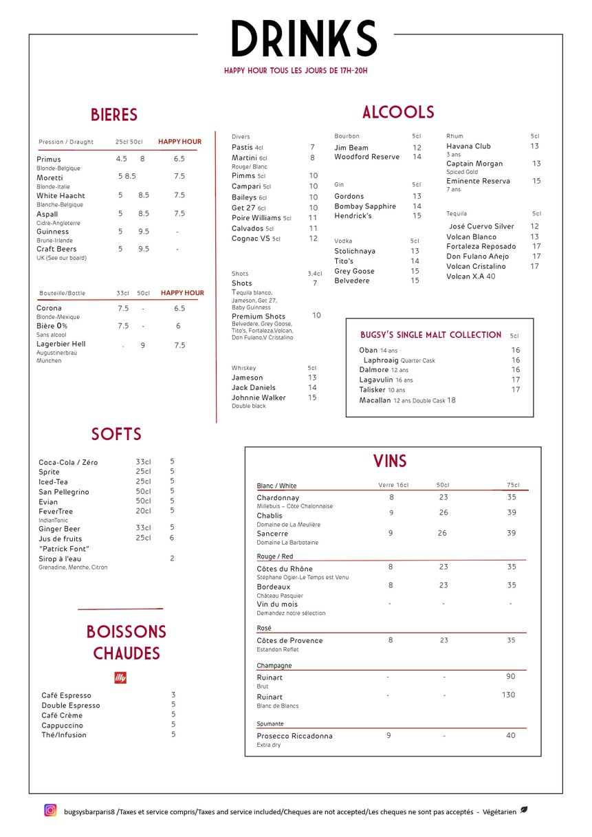 Bugsy’s menu 2