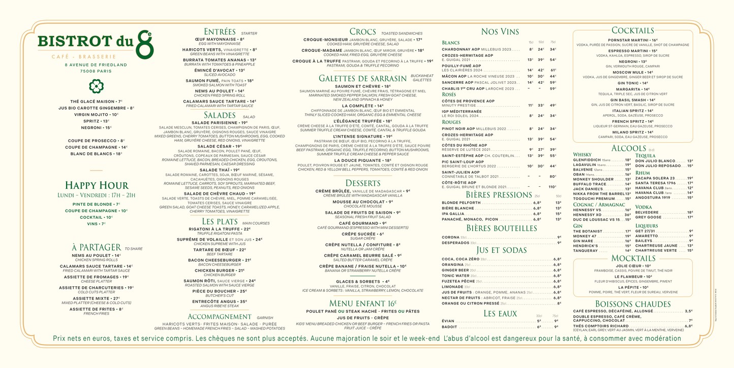 Bistrot du 8ème menu 1