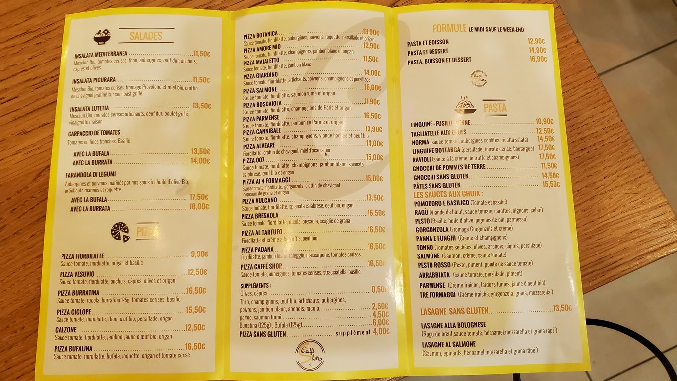 Caffé Shop menu 1