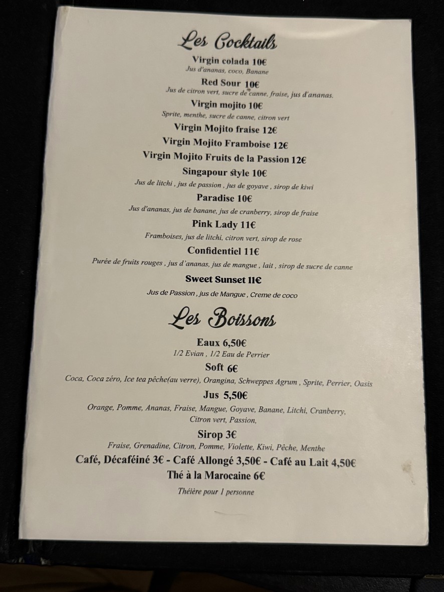 Le Confidentiel | 清真餐厅 巴黎 menu 3