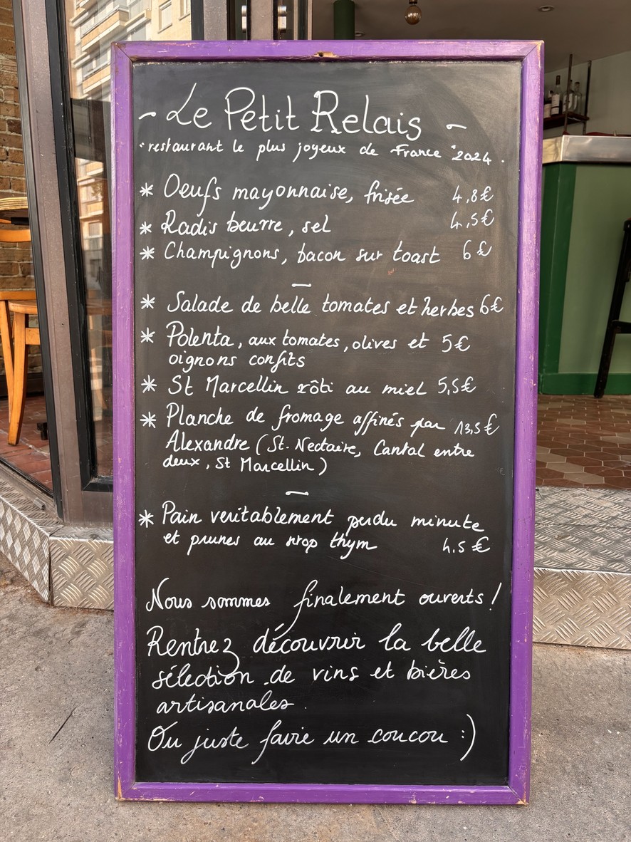 Le Petit Relais menu 1
