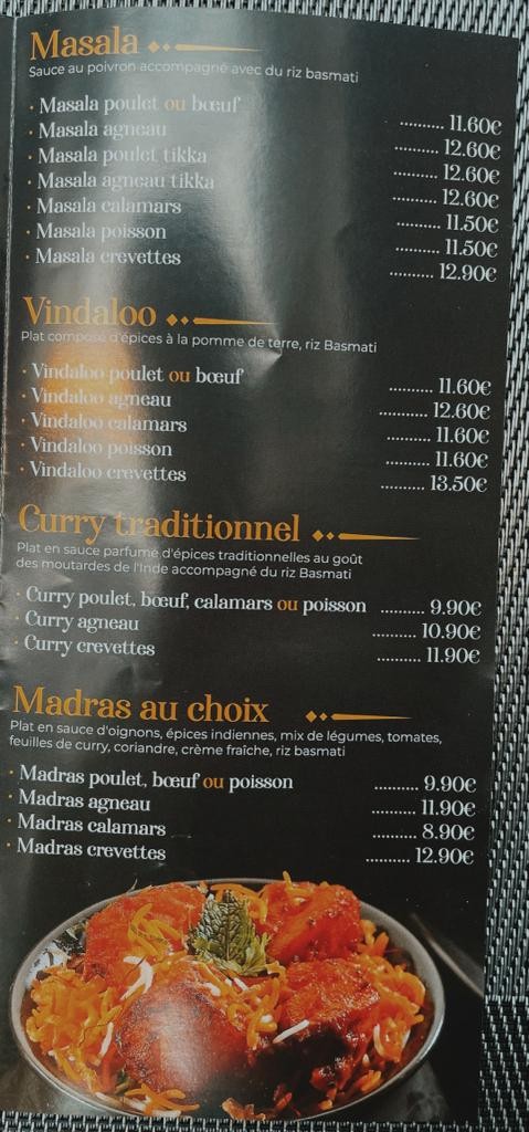 Chinna Veedu délices indiens menu 4