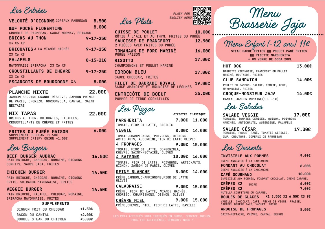 Brasserie Jaja menu 2