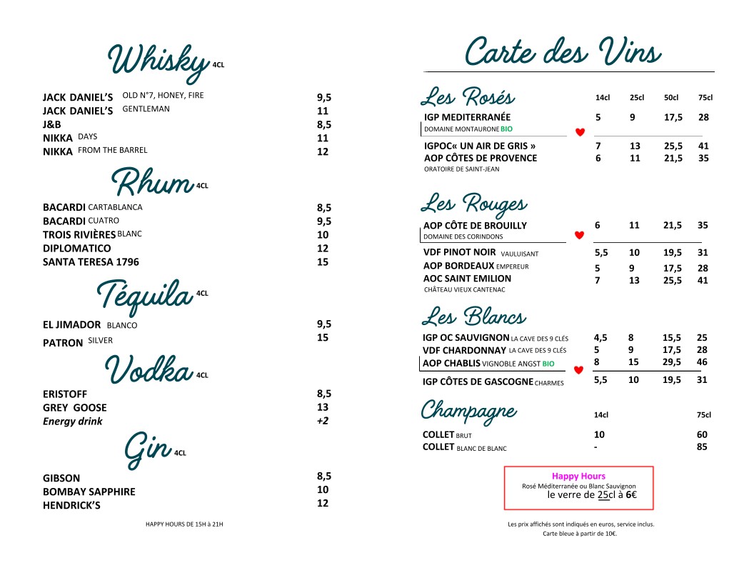 Brasserie Jaja menu 3