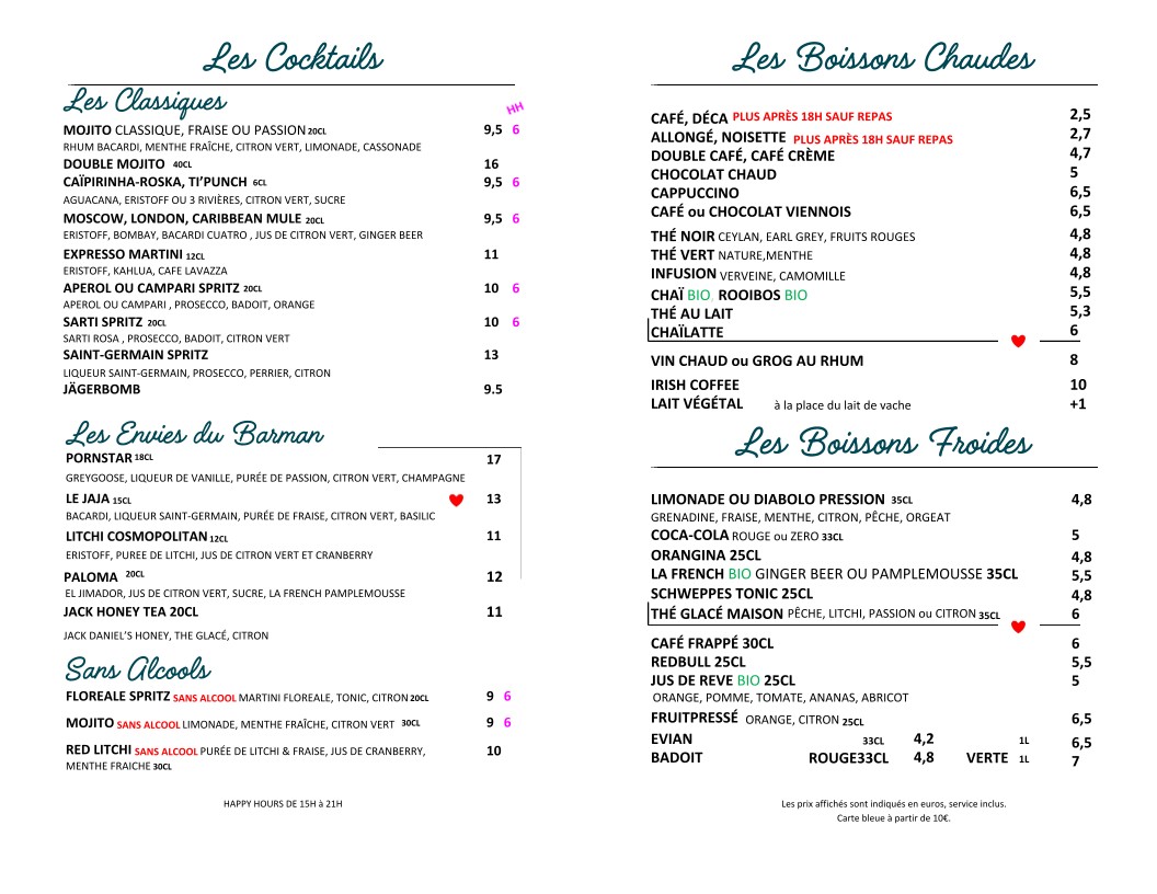 Brasserie Jaja menu 4