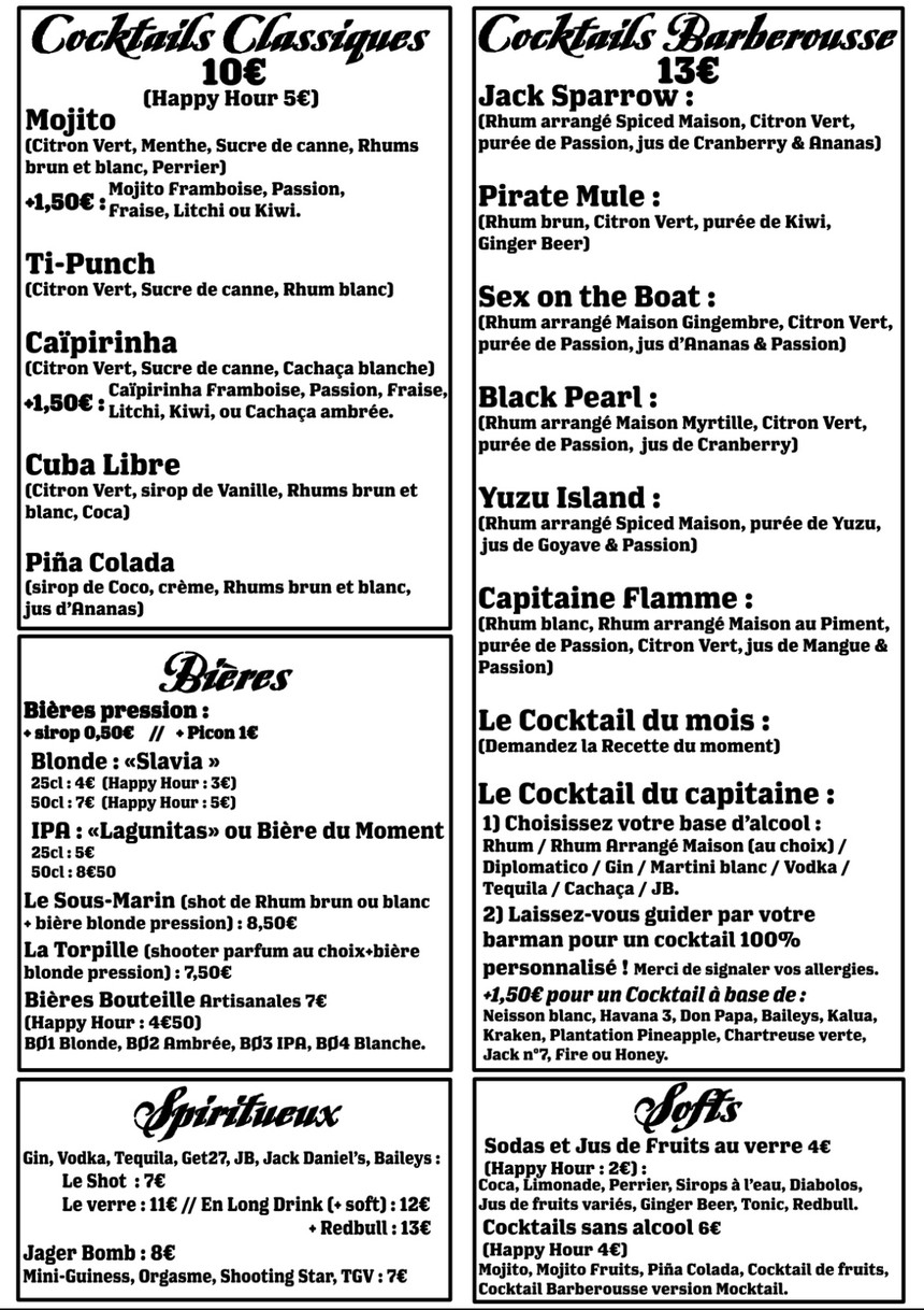 Barberousse Paris menu 2