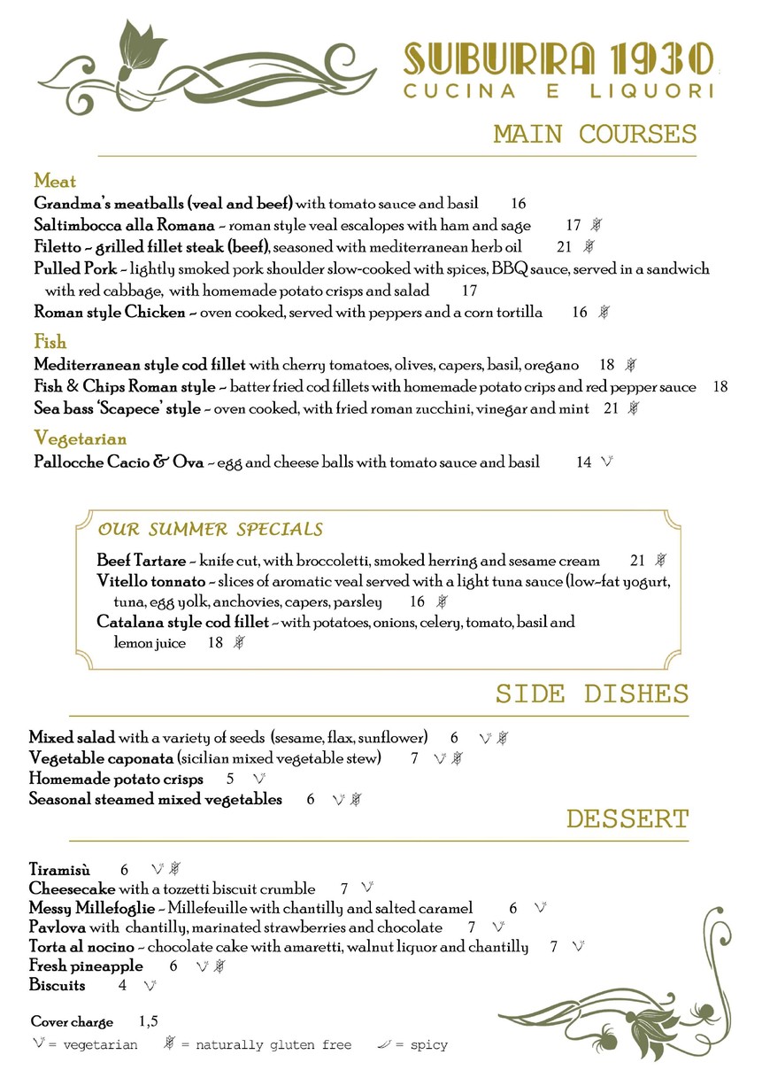 Suburra 1930 Cucina e Liquori menu 2