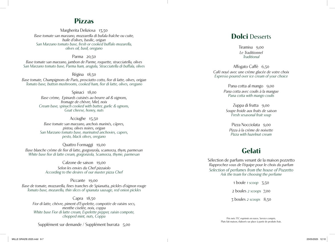 Mille Grazie menu 3