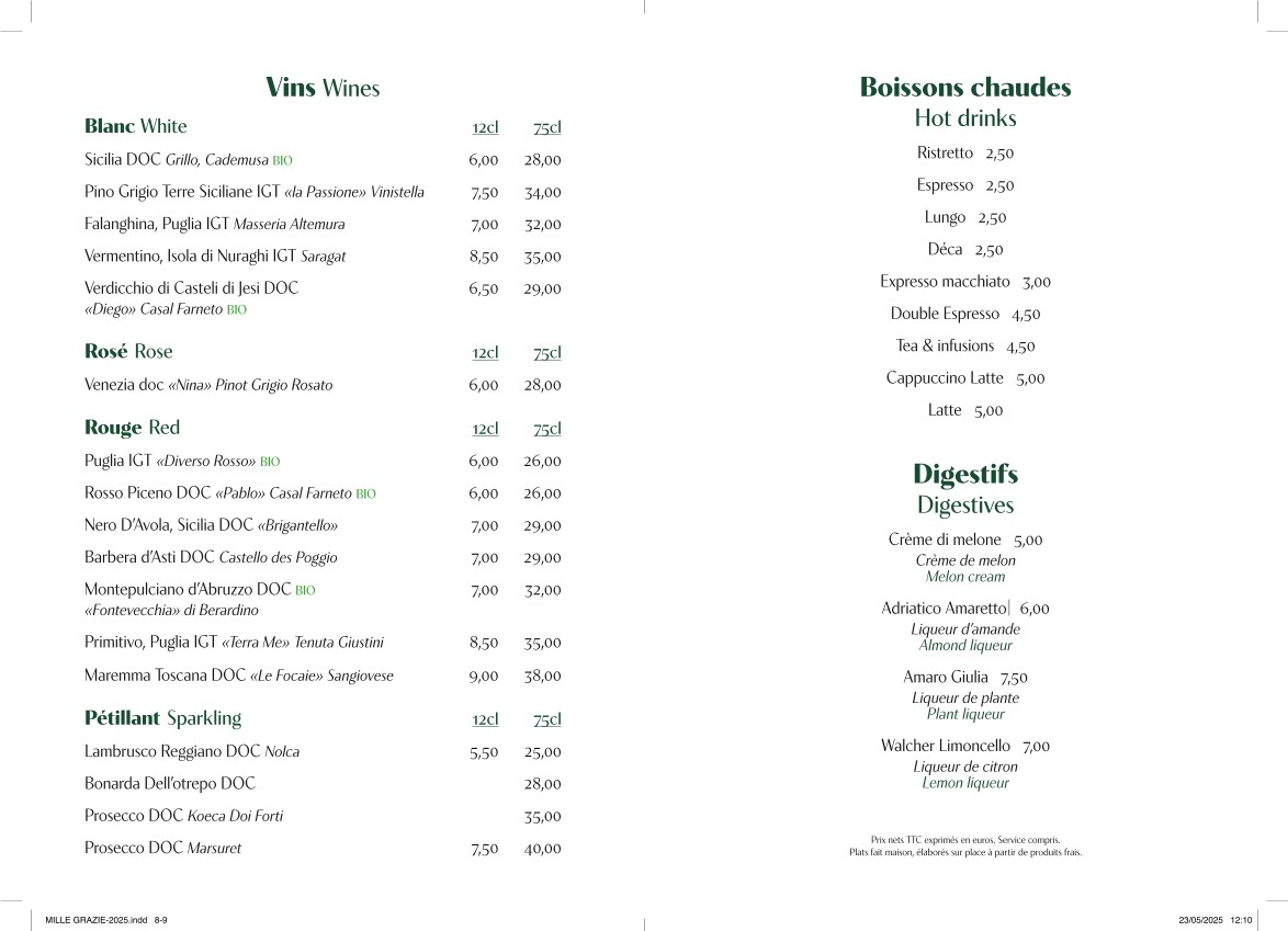 Mille Grazie menu 4