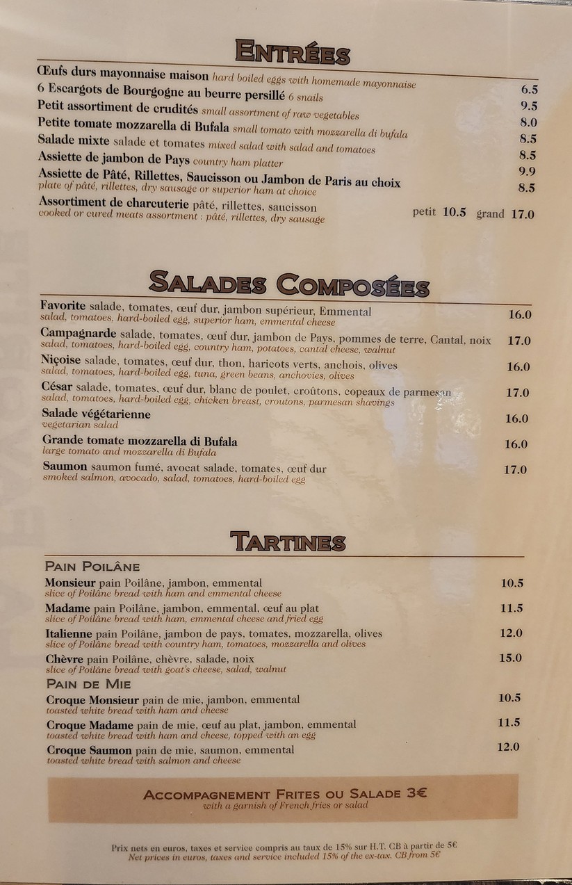 La Favorite menu 1