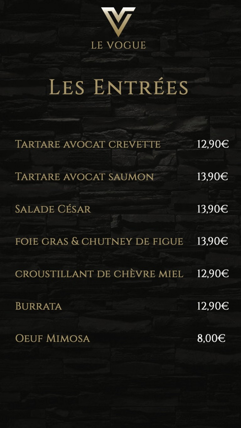 Le vogue menu 2