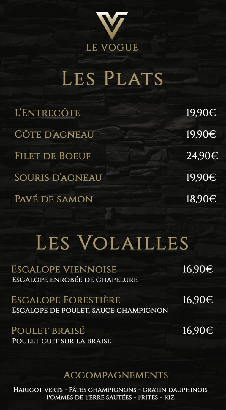 Le vogue menu 4