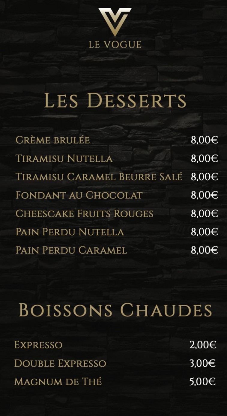 Le vogue menu 5