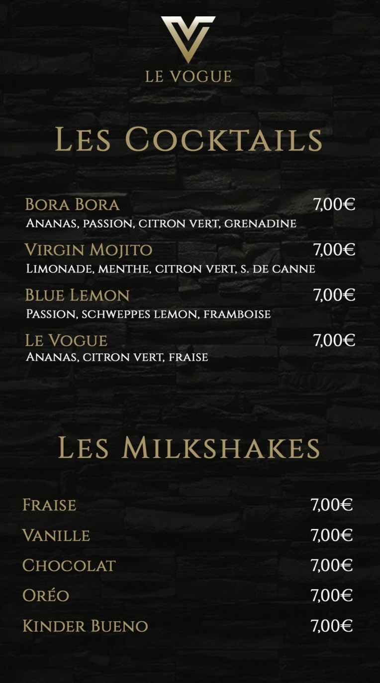 Le vogue menu 7