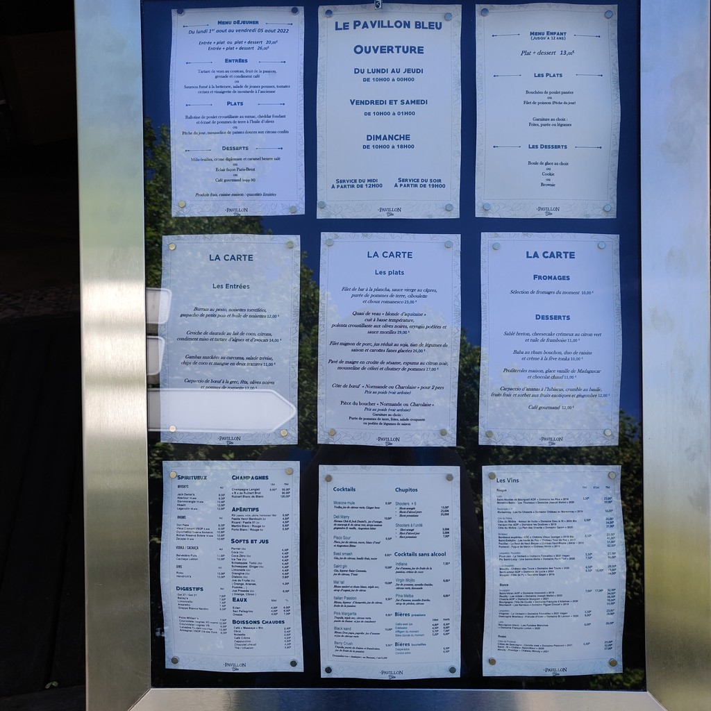 Le Pavillon Bleu menu 3
