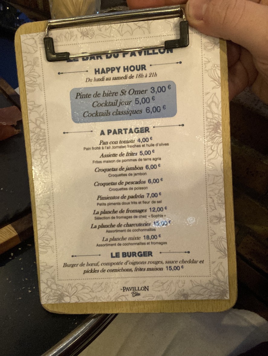 Le Pavillon Bleu menu 5
