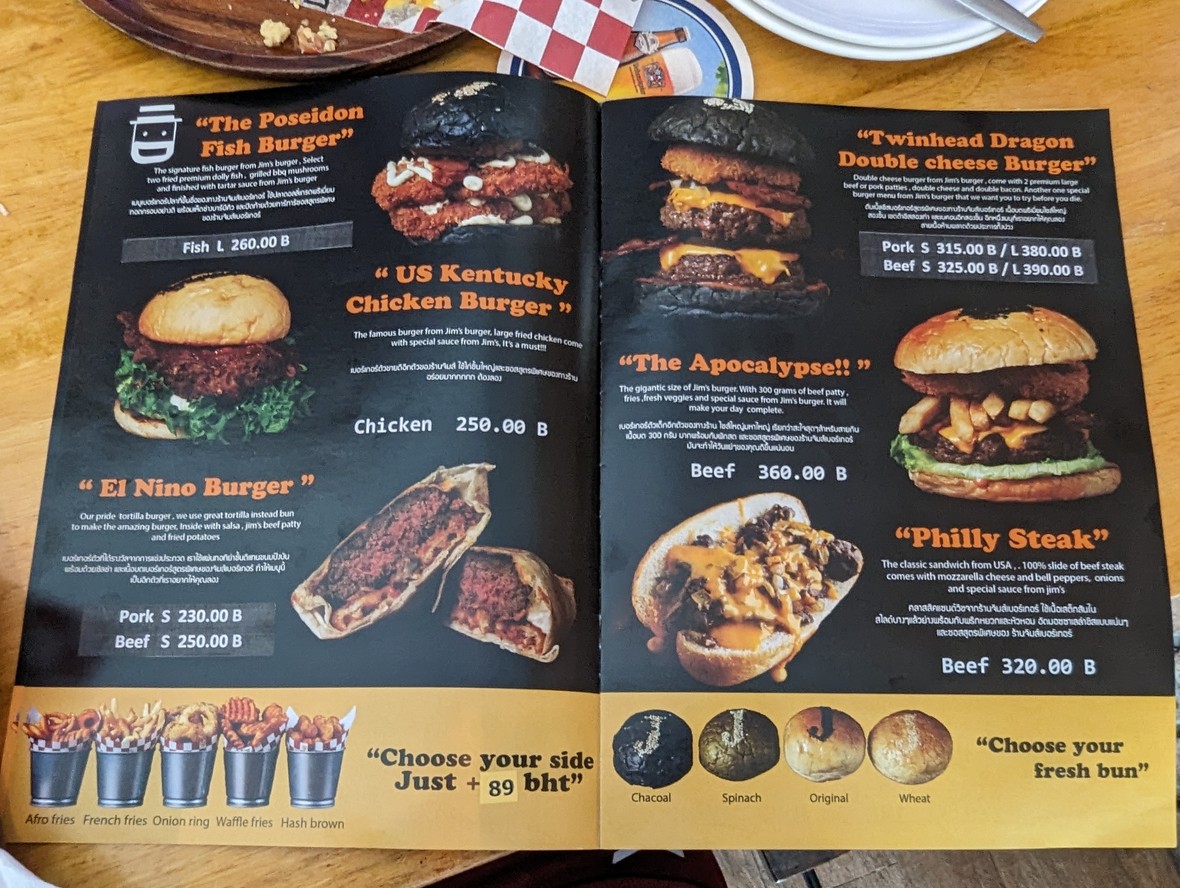 Jim's Burger menu 3