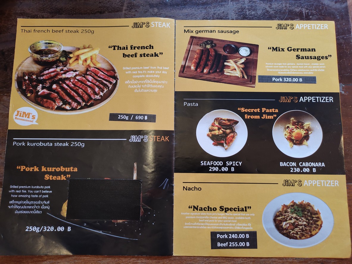 Jim's Burger menu 5