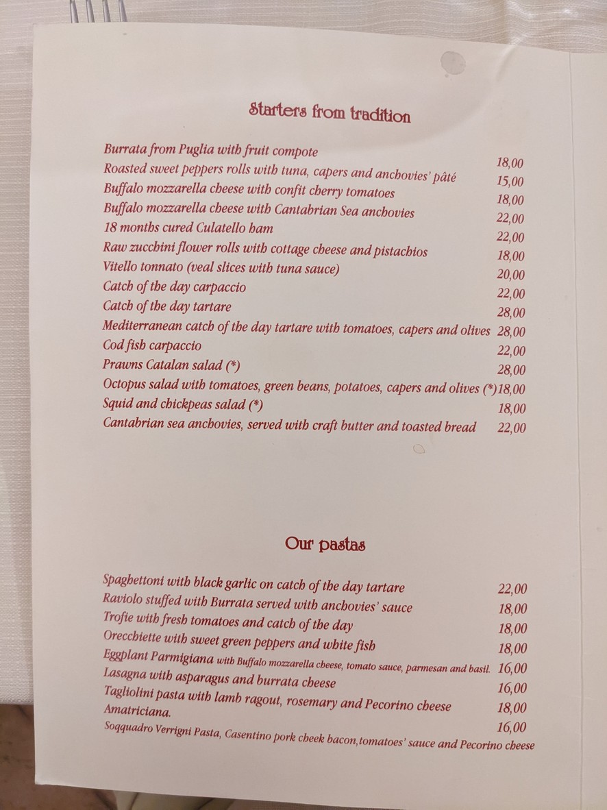 Casa Bleve menu 1