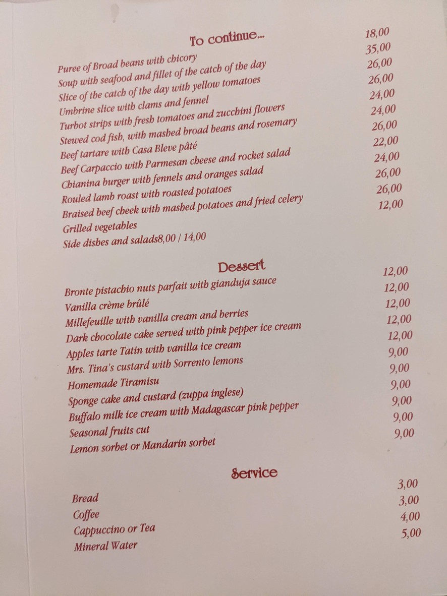 Casa Bleve menu 2