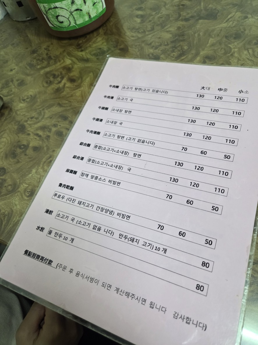 Fù Hóng Niú Ròu Miàn menu 1