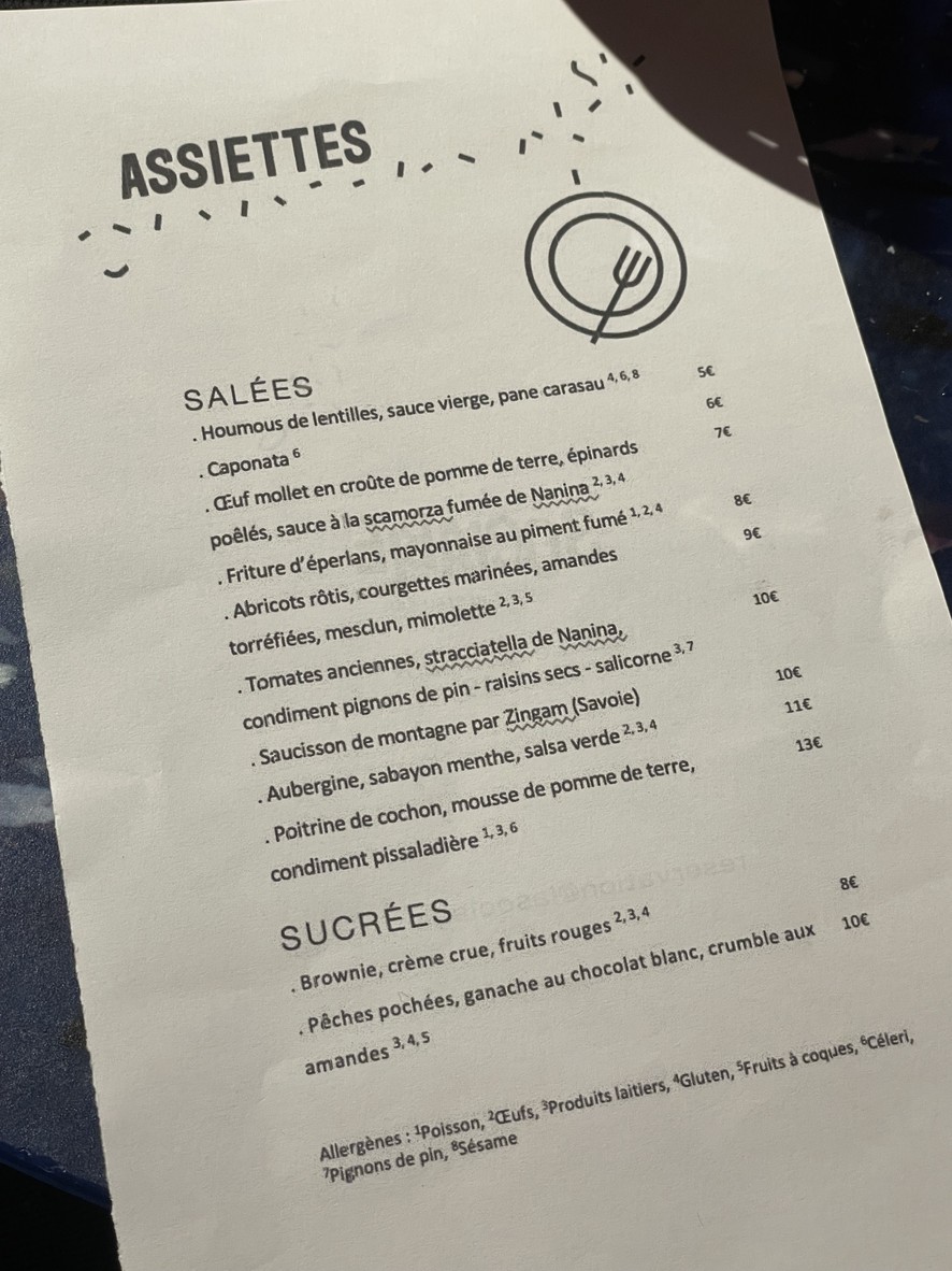 La Sociable menu 1