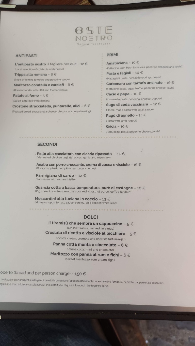Oste nostro menu 2