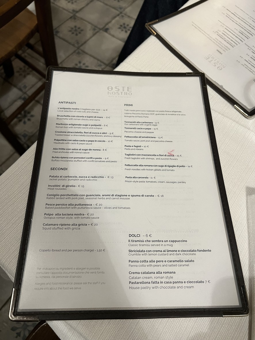 Oste nostro menu 3