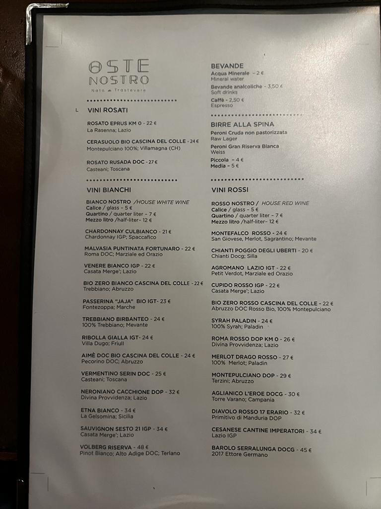 Oste nostro menu 4