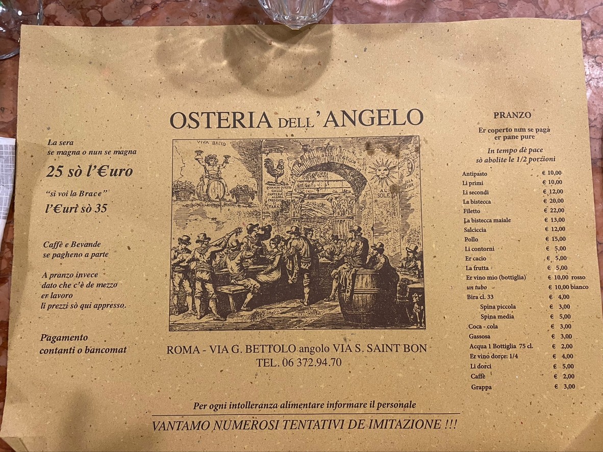 Osteria dell'Angelo menu 1