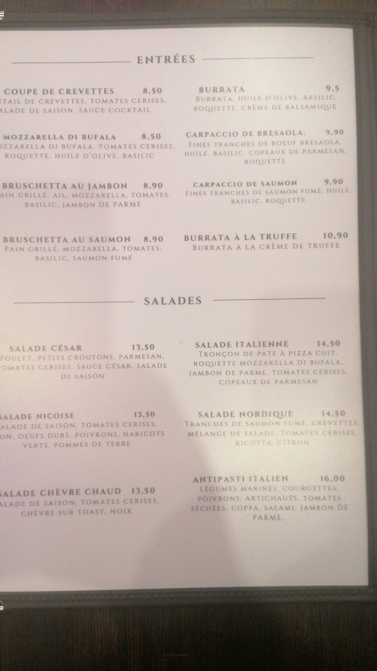 Restaurant César menu 1