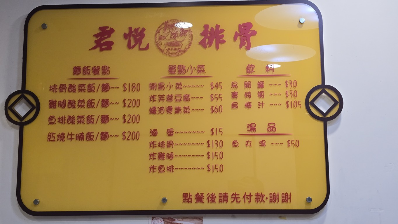 Jūnyuè Páigǔ Héngyáng Diàn menu 1