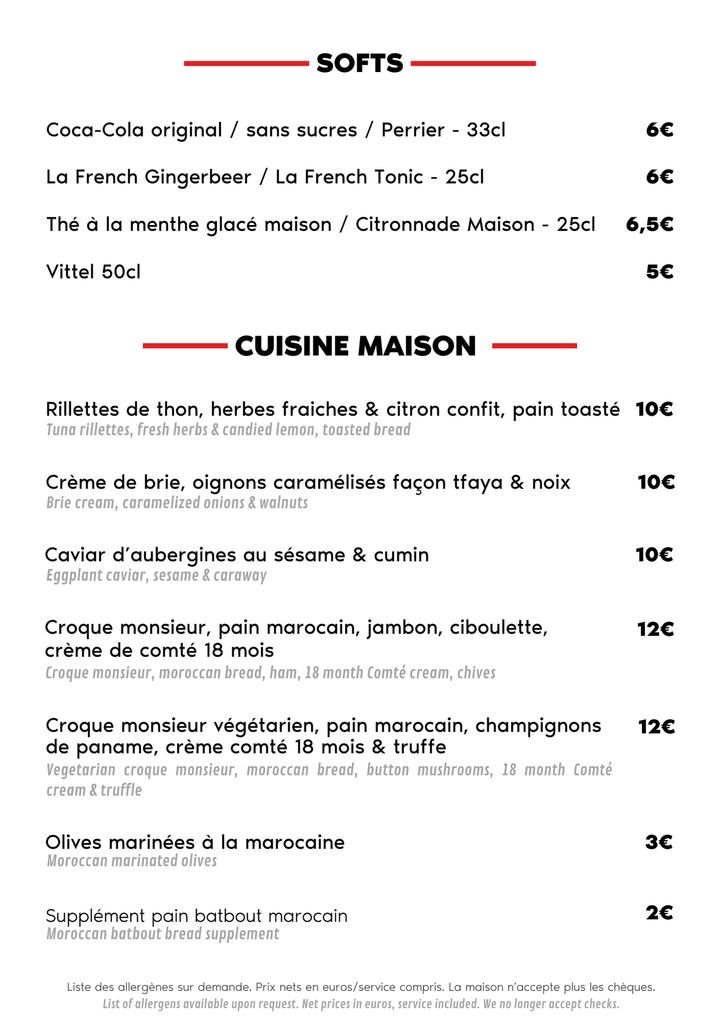 LE DIMA Bar à cocktails menu 1