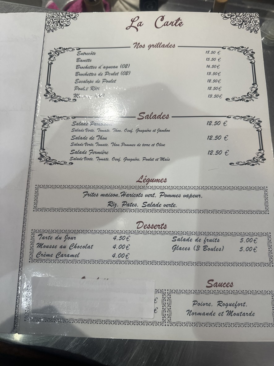 Restaurant Brasserie De la Place menu 1