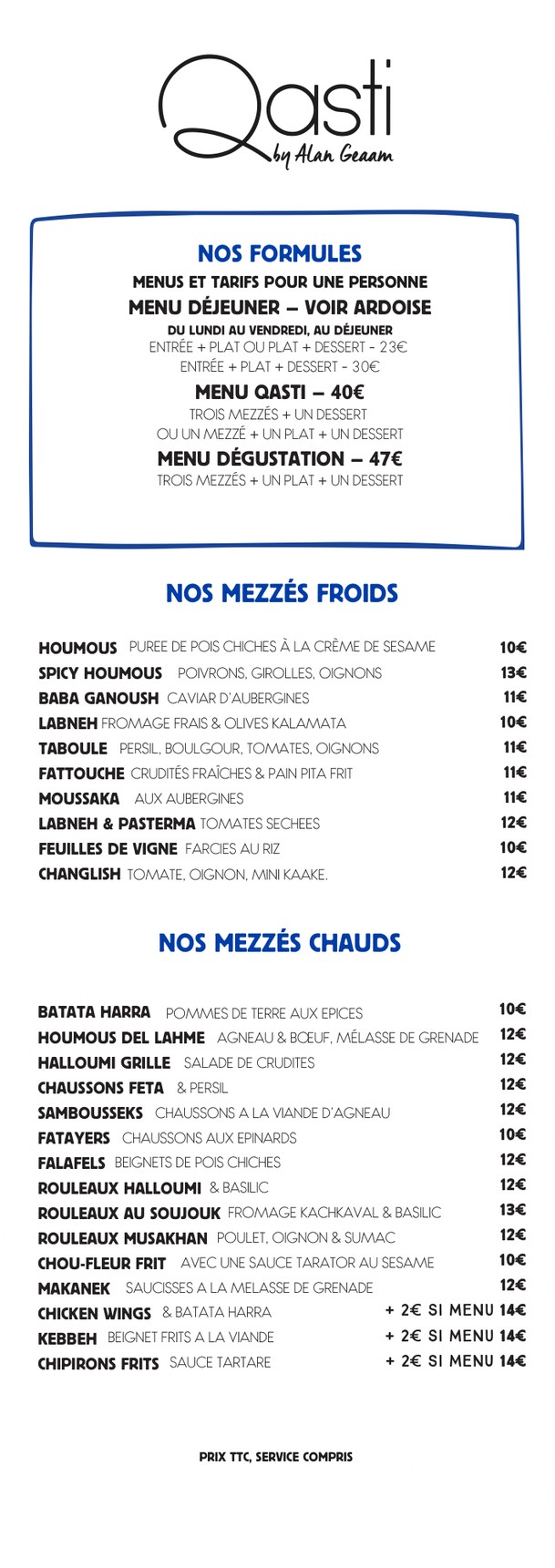 Qasti Bistro menu 1