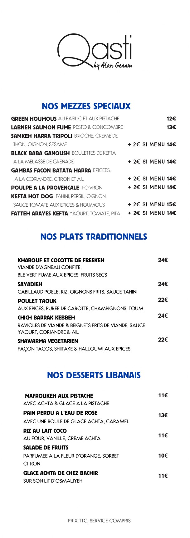 Qasti Bistro menu 2