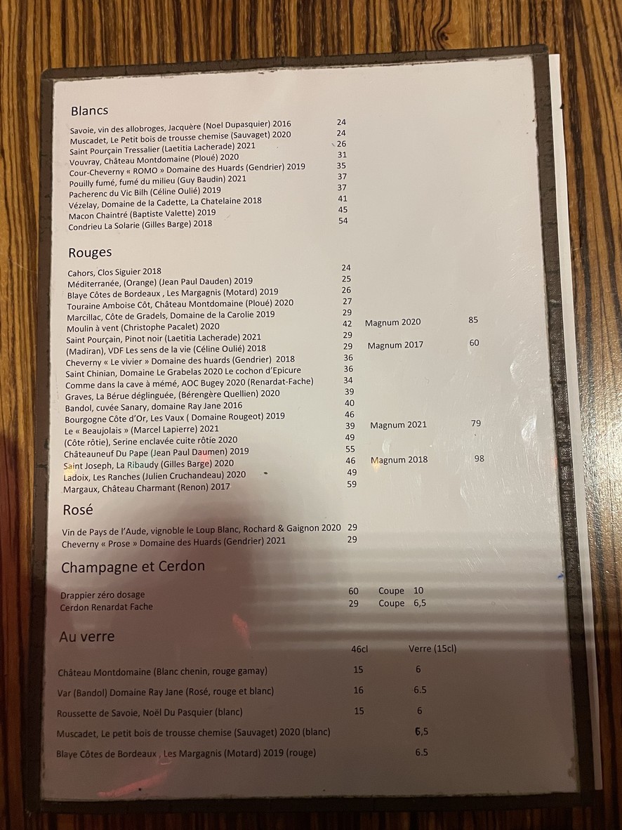 Les Pères Siffleurs menu 3